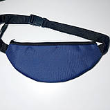 Поясна сумка бананка плоска синя два відділи, фото 2