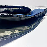 Поясна сумка бананка плоска синя два відділи, фото 4