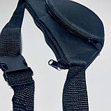 Поясна сумка бананка плоска чорна два відділи, фото 3