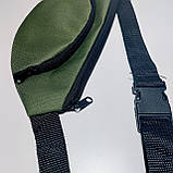 Поясна сумка бананка плоска хакі два відділи, фото 3