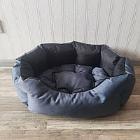 Лежак для собак та котів 40х30см Лежанка для маленьких собак та цуценят сірий з чорним