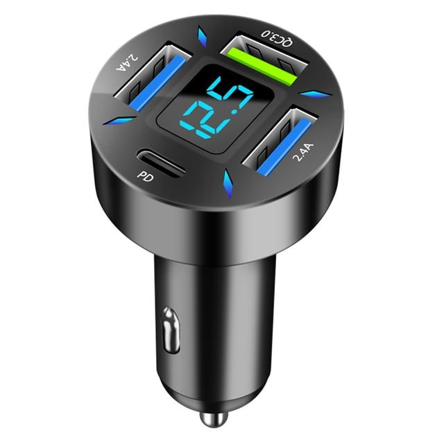 Заряджання USB у прикурювач на QC 3.0, 4 виходи:3 USB-виходи, 1 Type C