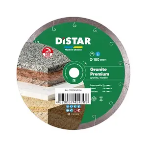 Круг алмазний Distar 1A1R Granite Premium 180 мм суцільний відрізний диск по граніту та керамограніту, Дістар