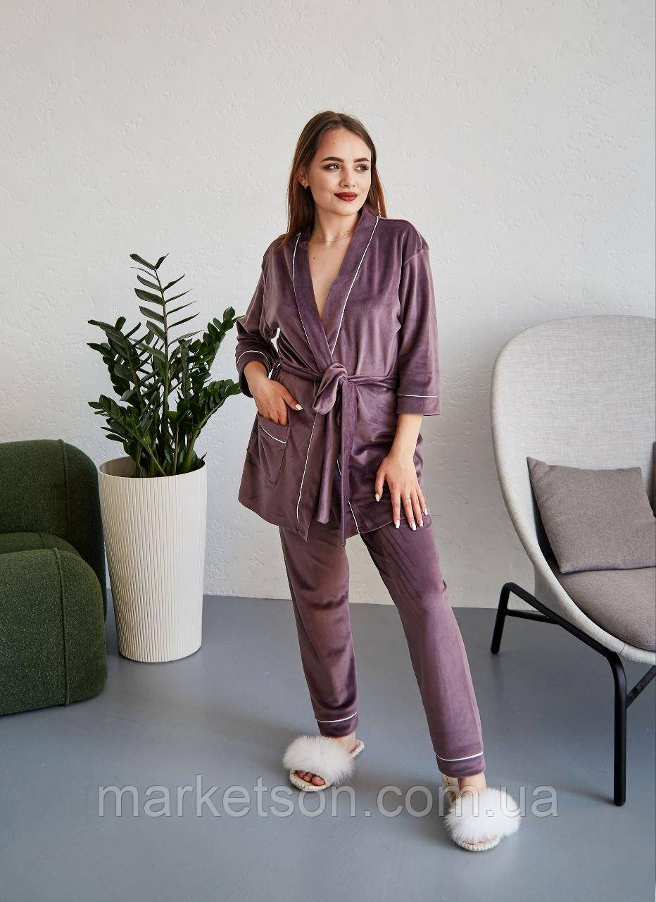 Жіноча піжама велюрова домашній костюм р.S,M,L,XL