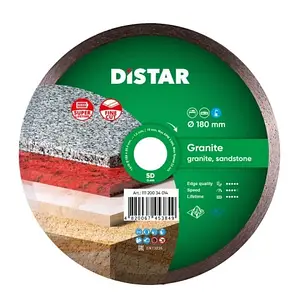 Круг алмазний Distar 1A1R Granite 180 мм суцільний відрізний алмазний диск по граніту на верстат, Дістар, Україна