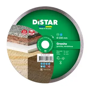 Круг алмазний Distar 1A1R Granite 230 мм суцільний відрізний диск по граніту на верстат, Дістар, Україна