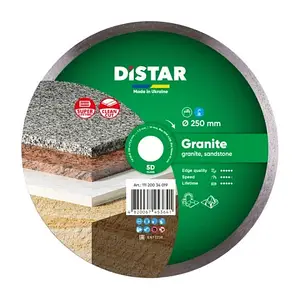 Круг алмазний Distar 1A1R Granite 250 мм суцільний відрізний диск по граніту, Дістар, Україна