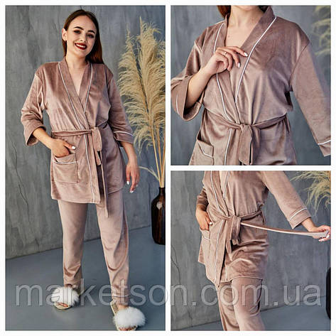 Жіноча піжама велюрова домашній костюм р.S,M,L,XL, фото 1
