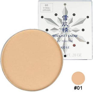 Kose Sekkisei Snow CC Powder SPF14/PA+  зволожуюча компактна СС пудра без футляра, #01 беж, 8 г