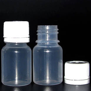 Флакон Прозорий 10 мл. з Білой кришкою та кільцем першого розкриття