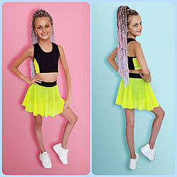 Костюм дитячий чорно-лимонний для черлідера. Групові костюми для черлідінгу