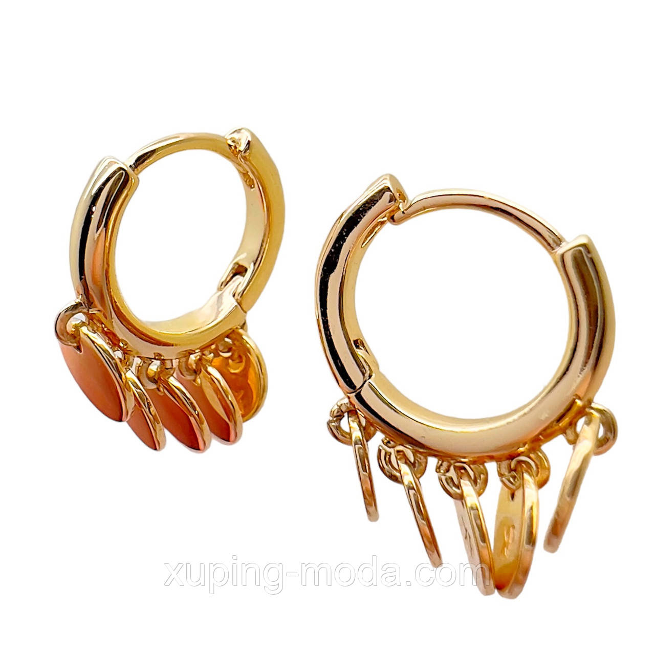 Сережки жіночі xuping. 17х5 мм. 18 к, фото 1