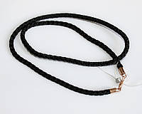 Шнурок из шелка с позолоченными серебряными вставками "Matrix" Плетеный шелковый шнурок на шею черный