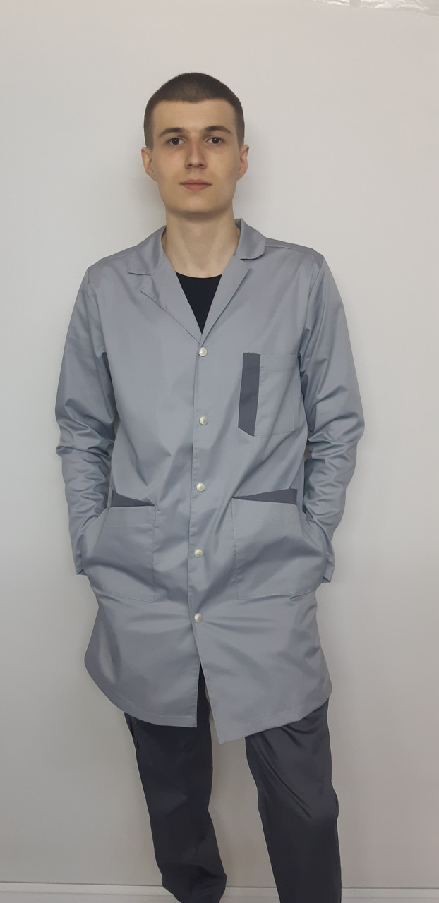 Чоловічий медичний халат Марс котон 50 розмір довгий рукав, фото 1
