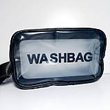 Косметички прозорі Washbag набір 3 шт. чорні різні розміри, фото 7