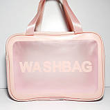 Косметички прозорі набори 3 шт. різні розміри WASHBAG рожеві, фото 4