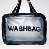 Косметички прозорі Washbag набір 3 шт. чорні різні розміри, фото 5