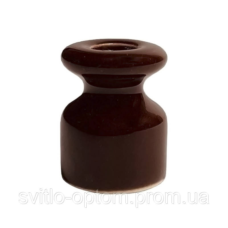 Ролик ізолятор керамічний для ретро проводки темно-коричневий Premium - фото 1 - id-p1889093341