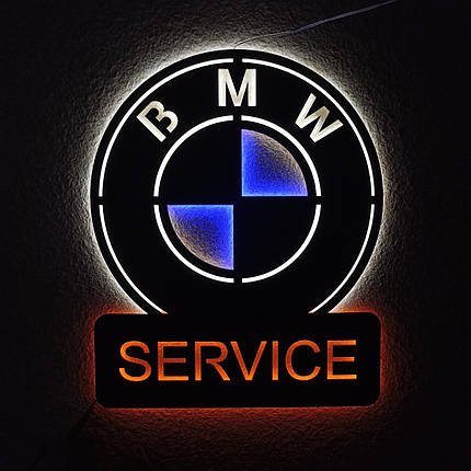 Панно декоративна картина на стіну BMW LED підсвітка 500х500 acr-p000104, фото 2
