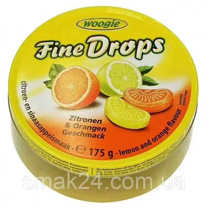 Льодяники (цукерки) Woogie Fine Drops мікс лимонно і апельсиновий смак Австрія 200г