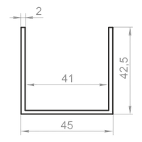 Швеллер алюминиевый 45x42,5x2 без покрытия