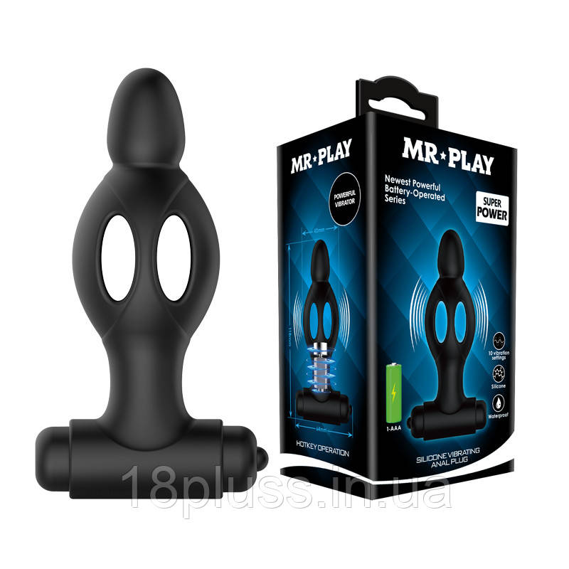 Анальна вібропробка із 10 режимами стимуляції Mr.Play Powerful Vibrator Black, фото 1