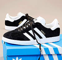 Мужские кроссовки Adidas Gazelle Black White унисекс