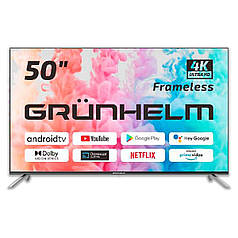 Телевізор Grunhelm 50, Google Android TV 11.0 - 50U700-GA11V T2 SMART TV, M8X, color box, voice RC