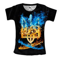 Женская футболка с полной запечаткой с огненным трезубцем (3D футболка)
