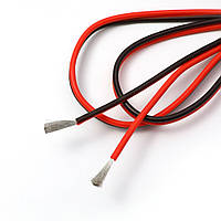 Провод силиконовый 2х24 AWG - 2х0.20 кв.мм (40х0.08) плоский красный/черный на отрез 1м