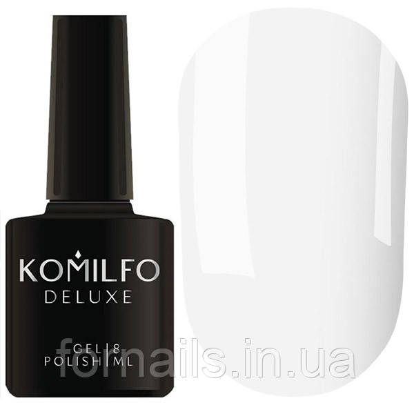 Гель-лак Komilfo Deluxe Series D002 (білий порцеляновий, емаль), 8 мл