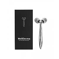 Роликовий масажер для обличчя Wellderma Face Lifting Dark Silver Roller