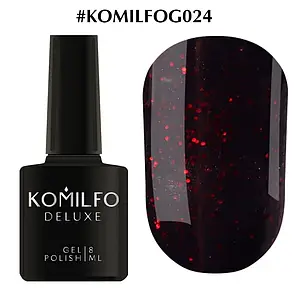Гель-лак Komilfo DeLuxe Series №G024 (чорний з червоними блискітками), 8 мл