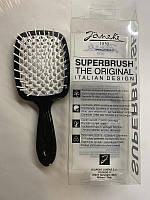 Щітка для волосся чорна з білим Janeke Superbrush With Soft Moulded Tips