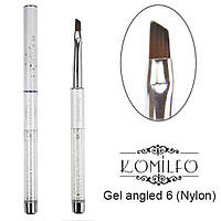 Кисть Komilfo Gel angled 6 (Nylon)