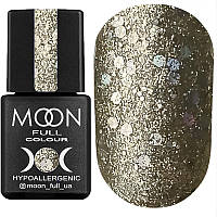 Гель-лак MOON FULL color Gel polish №328 (серебристо-золотой с разноцветным глиттером), 8 мл