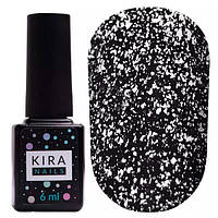 Kira Nails No Wipe Silver Top - топ без липкого слоя с серебряным микроблеском, 6 мл