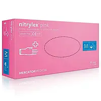 Перчатки нитрил неопудренные нестерильные Nitrylex Mercator Pink 100 шт, M