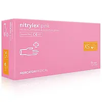 Перчатки нитрил неопудренные нестерильные Nitrylex Mercator Pink 100 шт, XS