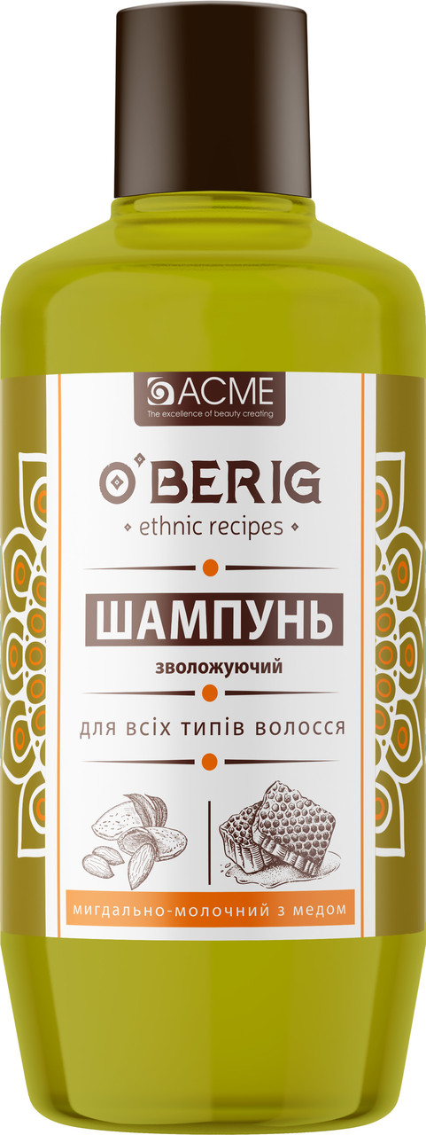 Крем-шампунь O'BERIG Мигдалево-молочний з медом 500мл (4820197006236)