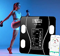 Напольные умные весы электронные смарт bluetooth для взвешивания тела людей с измерением жира Домашние весы