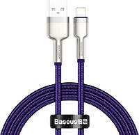 Кабель усиленный Baseus Cafule Metal USB - Lightning 2.4A (1m) фиолетовый (CALJK-A05)