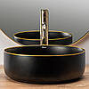 Умивальник (раковина) REA SAMI BLACK MAT GOLD EDGE накладний чорний, фото 4