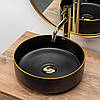 Умивальник (раковина) REA SAMI BLACK MAT GOLD EDGE накладний чорний, фото 5