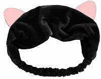 Косметическая бархатная повязка на голову "Кошачьи ушки"