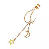 Вишуканий кафф кліпс на вухо місяць і зірочка зірка Star Earcuff, фото 7