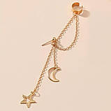 Вишуканий кафф кліпс на вухо місяць і зірочка зірка Star Earcuff, фото 5