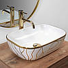 Умивальник (раковина) REA BELINDA WAVE WHITE GOLD накладний білий, фото 3