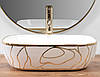 Умивальник (раковина) REA BELINDA WAVE WHITE GOLD накладний білий, фото 5