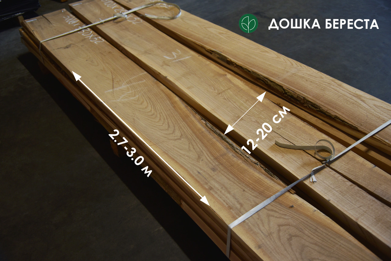 Дошка необрізна берест - екстра, ПОШТУЧНО (Т/Д/Ш 52/310/29)*, фото 1